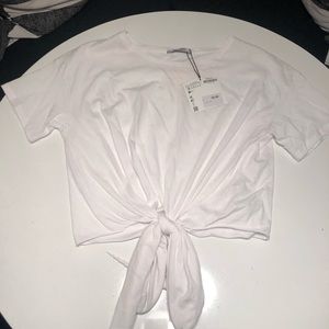 Zara white t shirt with tie